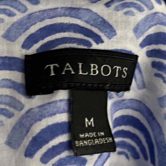 Talbots • Blue White Patterned Cotton Button Down Shirt - Picture 4 of 4